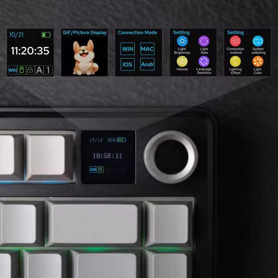 AULA F75 MAX Gaming Mechanische Tastatur 75% mit RGB, Hot-Swap und TFT-Bildschirm, Kabelgebunden, Bluetooth und 2.4G für PC und Mac - Bild 2