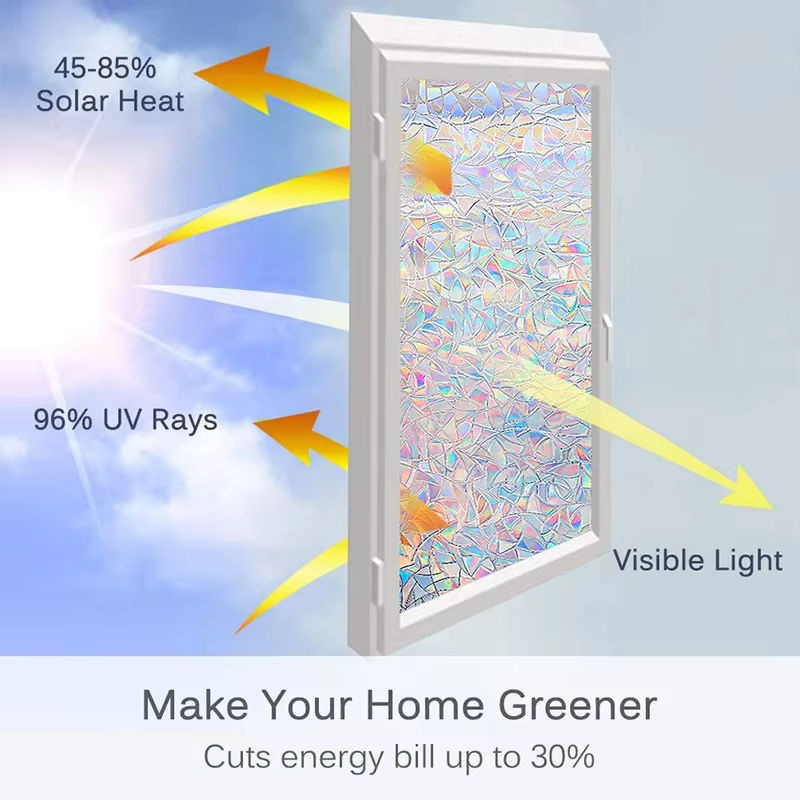 WXSHSH Fenster-Sichtschutzfolie Regenbogen 3D Vinyl, statisch haftend, Anti-UV, B: 100 cm, H: 30 cm - Bild 3