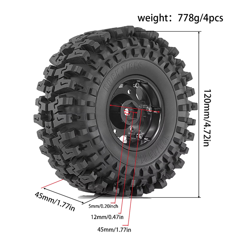 RS Rock Terrain Crawler-Reifen, 1/10, mit Schaumstoffeinsätzen - Bild 2