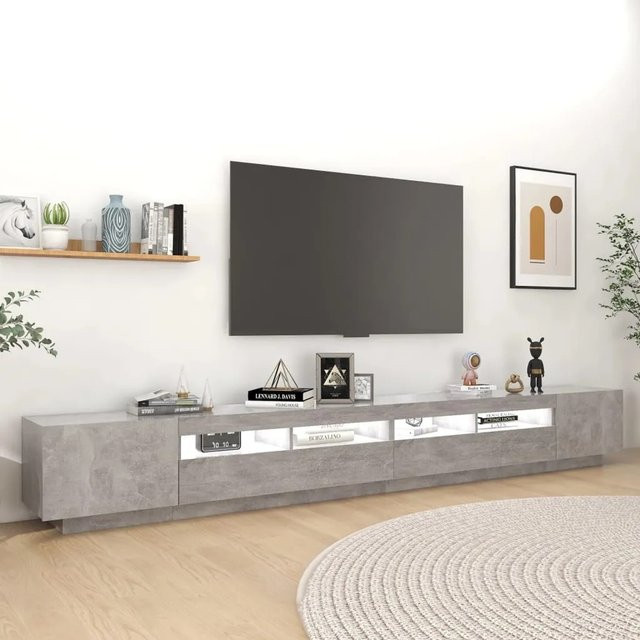 vidaXL TV-Schrank mit LED-Beleuchtung in Betongrau, B/T/H: 300 x 35 x 40 cm - Bild 1