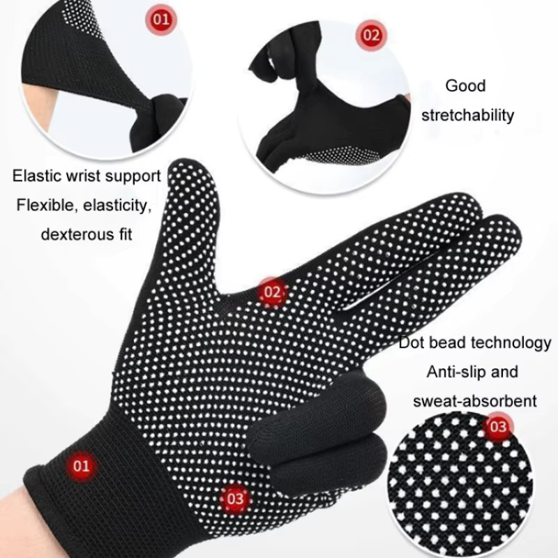 INMAICH Sicherheits-Arbeitshandschuhe aus Nylon in Schwarz mit rutschfesten Punkten für Gartenarbeit, Angeln und Grillen - Bild 2