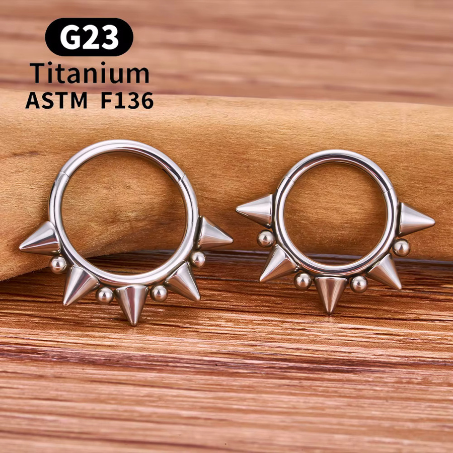UHERA Septum Clicker Ring, Titan, Silber, Unisex, 16G - Bild 2