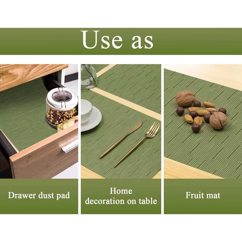 Inyahome Tischsets aus gewebtem PVC in Grün, quadratisch, rutschfest und waschbar, B/B: 30 x 45 cm - Bild 4