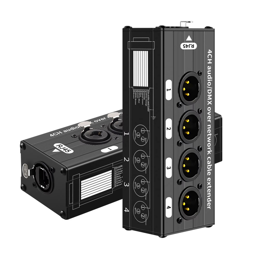 TITAK 4-Kanal XLR Audio-Extender Adapter über Cat5/Cat6 in Schwarz für Mikrofon, Bühnenlicht und Mischpult - Bild 7