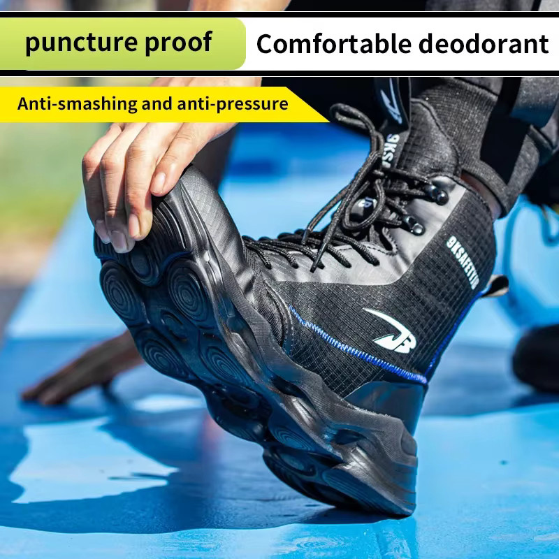 QHSPE Sicherheitsschuhe Herren High Top Arbeitssneaker mit Stahlkappe und Pannenschutz S1P - Bild 3