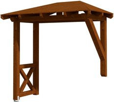 Skan Holz Haustür-Vordach Wismar 3 aus nordischer Fichte in Nussbaum Braun, Breite: 258 cm, Tiefe: 126 cm - Bild 1