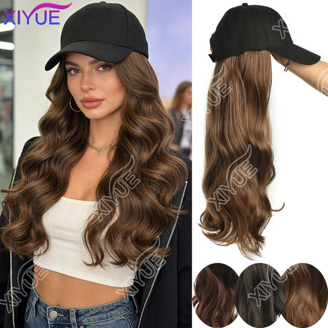 XIYUE Perücke, lang gewellt, synthetisch, schwarzbraun, Damen - Bild 1
