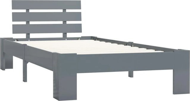 vidaXL Massivholzbett aus Kiefer in Grau, Modernes Bettgestell für Erwachsene, B/T: 100 x 200 cm - Bild 1