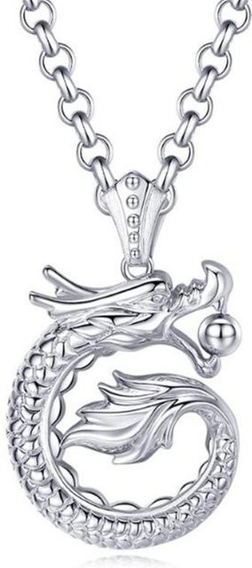 Wucifang Jewelry Halskette Drachen-Anhänger, 925 Sterling Silber, Herren, 50+5cm - Bild 1