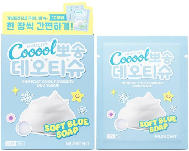 Mumchit Cool Dry Deo-Tücher Soft Blue Soap, 3er-Pack, 30 Stück, Unisex - Bild 1