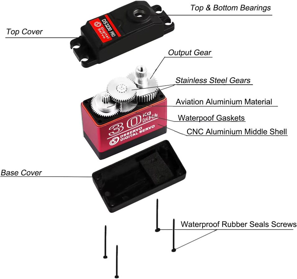 Stemedu DS3230MG Digitaler Servomotor mit Metallgetriebe, 2-teiliges Set - Bild 4