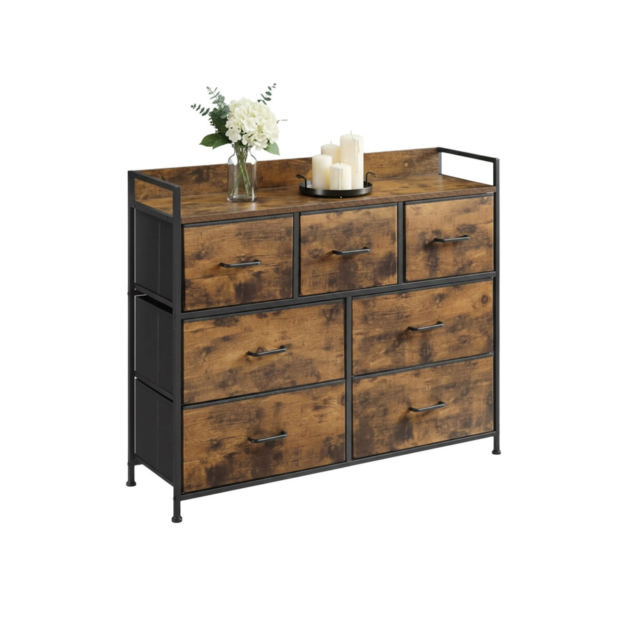 Relaxdays Kommode im Industrial Design aus Metall und MDF mit 7 Schubladen, Farbe Vintagebraun, B: 98 cm, H: 85 cm, T: 28,5 cm - Bild 2