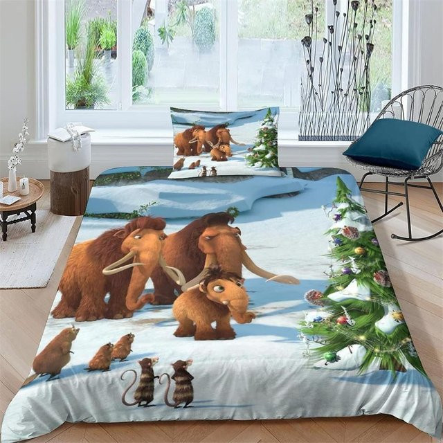 Lodestar Eiszeit Bettwäscheset mit 3D-Druck in Blau, bestehend aus Bettbezug und Kissenbezügen, B/H: 200 x 230 cm - Bild 1