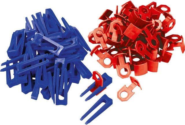 LUX-TOOLS Nivellierhilfe Startset in Blau mit 100 Keilen und 300 Clips, 2 mm - Bild 1