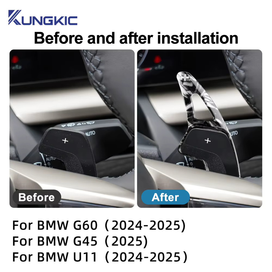 KUNGKIC ABS-Lenkradverlängerung in Carbonfaser-Optik mit DSG-Schaltwippen für BMW 1er, 5er, G60, F70, X3, G45, X1 U11, Farbe: Schwarz - Bild 3