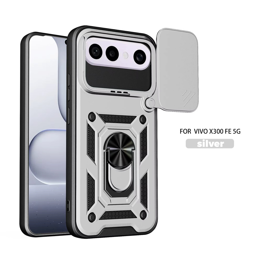 Vivo X300 FE Schutzhülle mit Magnetringhalter und Schiebe-Kameraschutz in Grün - Bild 1