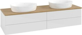 V&B Waschtischunterschrank Antao mit Beleuchtung, Farbe Eiche Honig und Weiß lackiert, B: 160 cm, T: 50 cm - Bild 1
