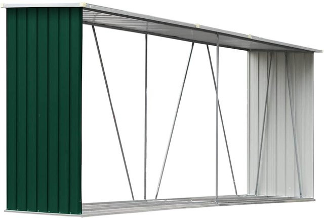 vidaXL Brennholzlager aus verzinktem Stahl in Grün, B/T/H: 330 x 84 x 152 cm - Bild 3
