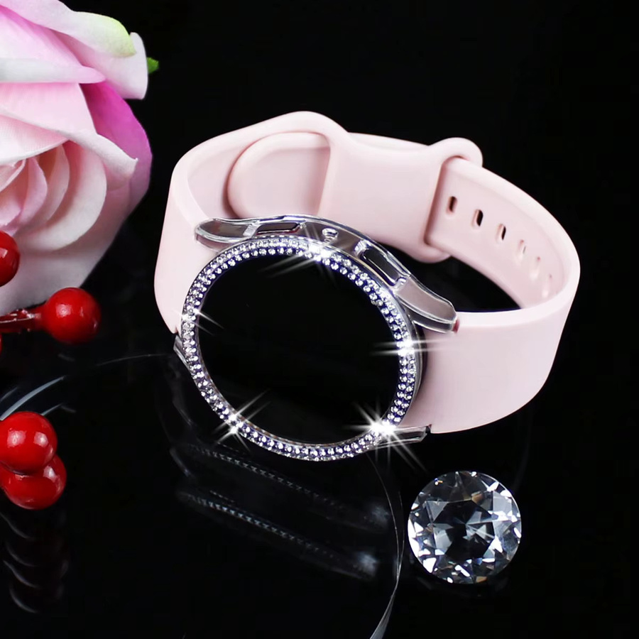Samusak Uhrenarmband Silikon, Diamant-Hohlgehäuse, Samsung Galaxy Watch4 5 6 7 - Bild 4