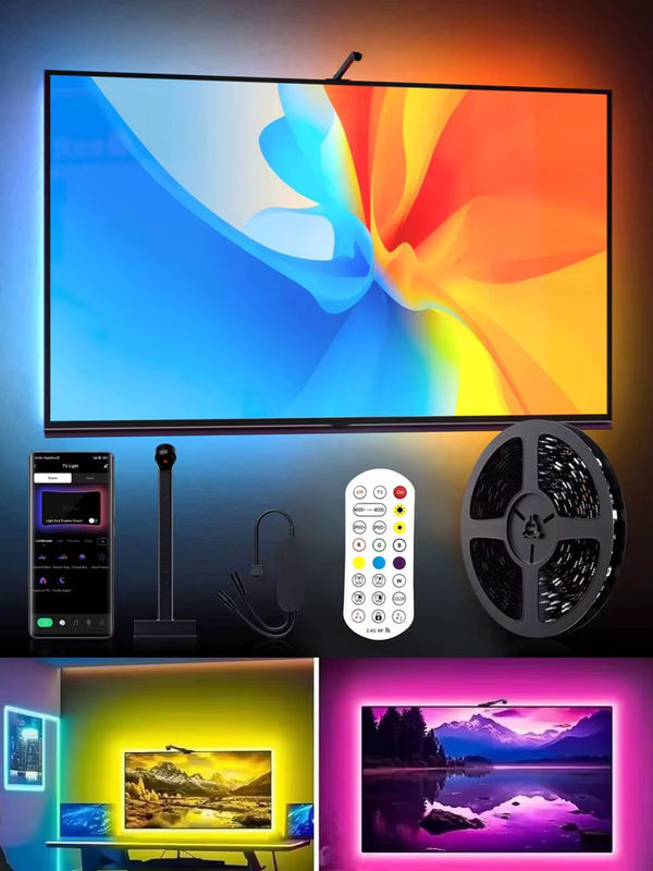 LeiiGeeGo Ambilight TV-Kit RGB Smart LED-Hintergrundbeleuchtung mit Kamera und USB-Anschluss, Multicolour, Schwarz - Bild 7
