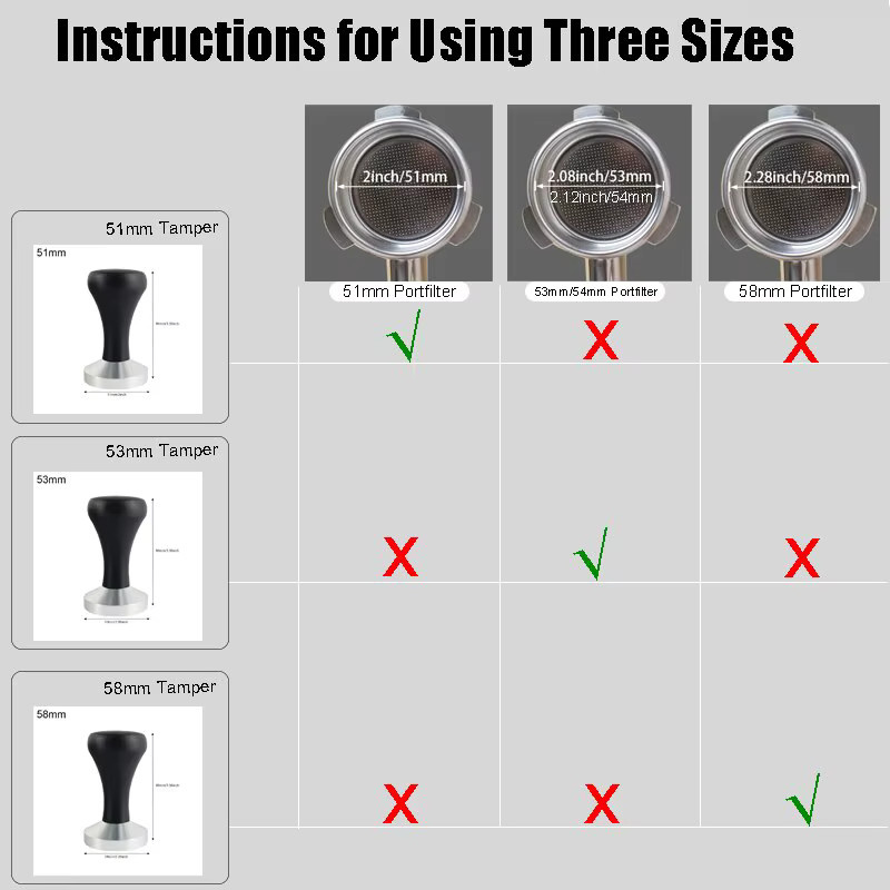 XINGZHAOHOME Espresso Verteiler und Tamper mit schwarzem Holzgriff aus Edelstahl für 51mm, 53mm oder 58mm Siebe - Bild 2