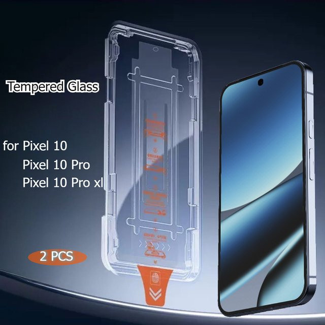 2 Stück Google Pixel 10 Pro XL Displayschutzfolie aus gehärtetem Glas, transparent, inklusive Installationsset - Bild 1