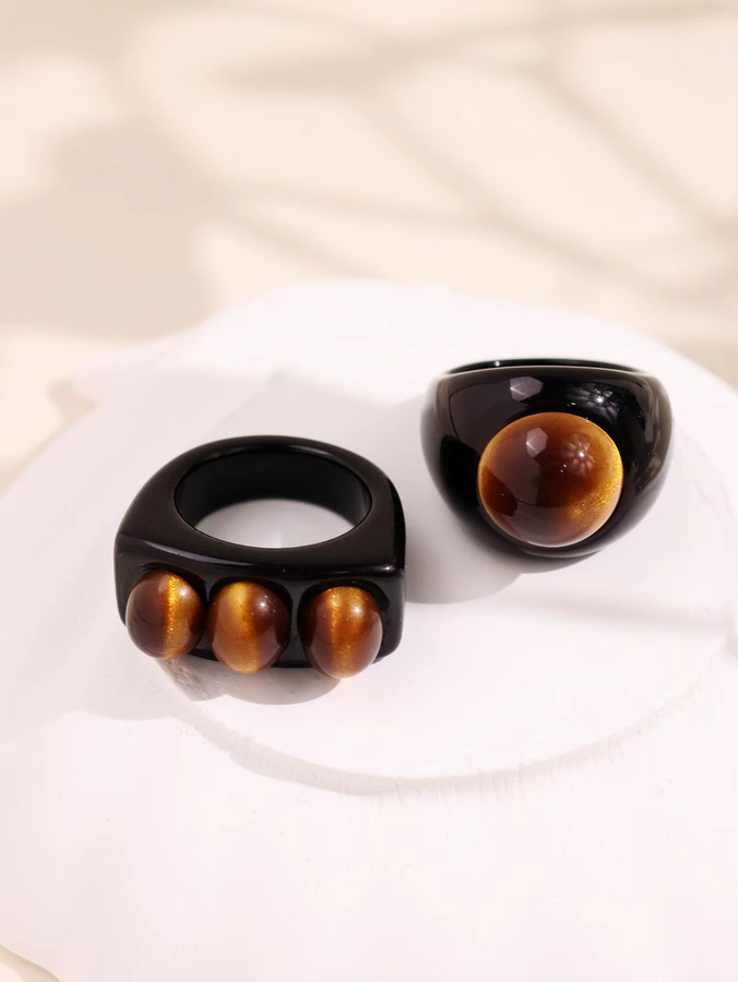HuanZhi Ring-Set, Harz, braun, Damen - Bild 2