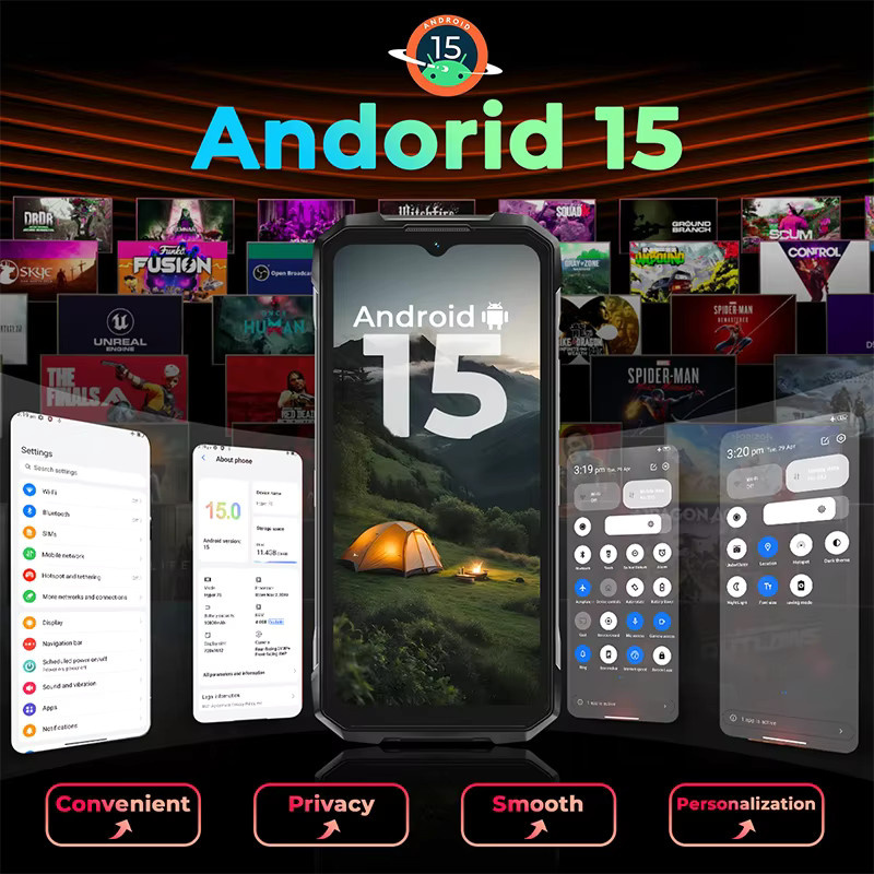 HOTWAV Hyper 7S Robustes Smartphone 5G mit Android 15, 6,6 Zoll HD+ 120Hz Display, 10800mAh Akku, 4GB RAM, 256GB Speicher, Schwarz - Bild 4