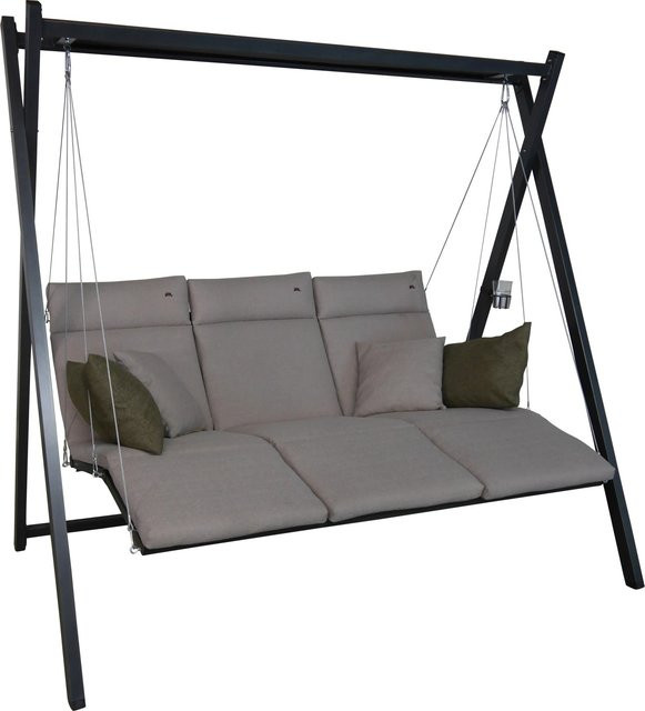 Angerer Hollywoodschaukel Relax Smart Sand aus pulverbeschichtetem Stahl mit Textilene Gewebe und Polsterung, B/T/H: 270 x 150 x 220 cm - Bild 1