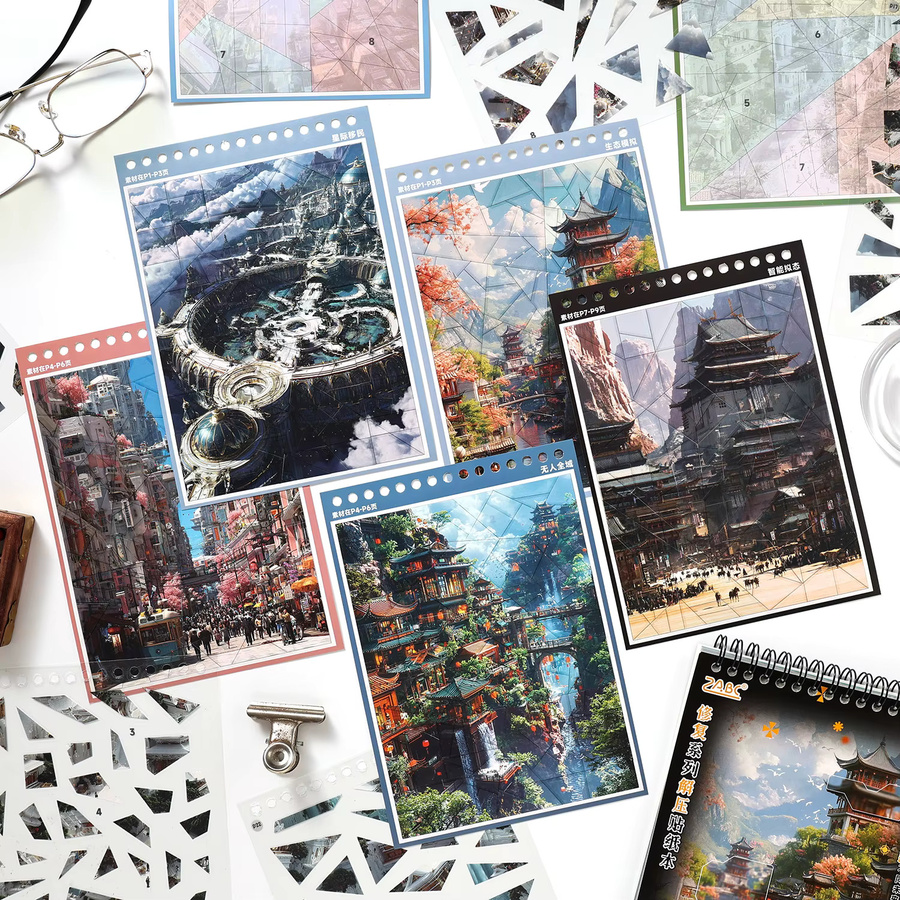 JIANQI 3D-Landschaftsaufkleber, 32-teiliges Set, Zukunft Stadt Collage - Bild 4
