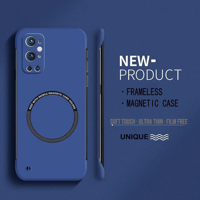 Ultradünne magnetische Rahmenlose Handyhülle aus Hart-PC für OnePlus 9R, 8, 9 Pro und 8T in Dunkelblau mit mattem Finish - Bild 1