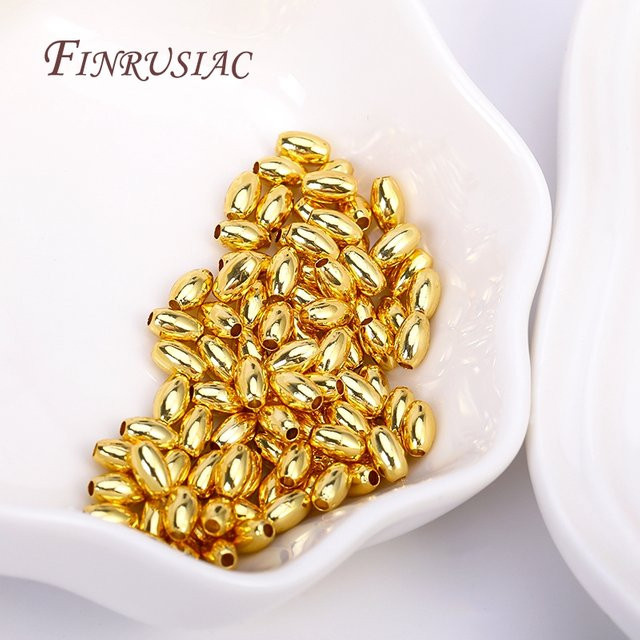 FINRUSIAC Perlen, 18 Karat vergoldet, oval, Reisform, 3x5mm - Bild 1