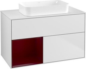V&B Waschtischunterschrank Finion mit Wandbeleuchtung, Farbe Weiß lackiert, B: 100 cm, T: 60,3 cm - Bild 1