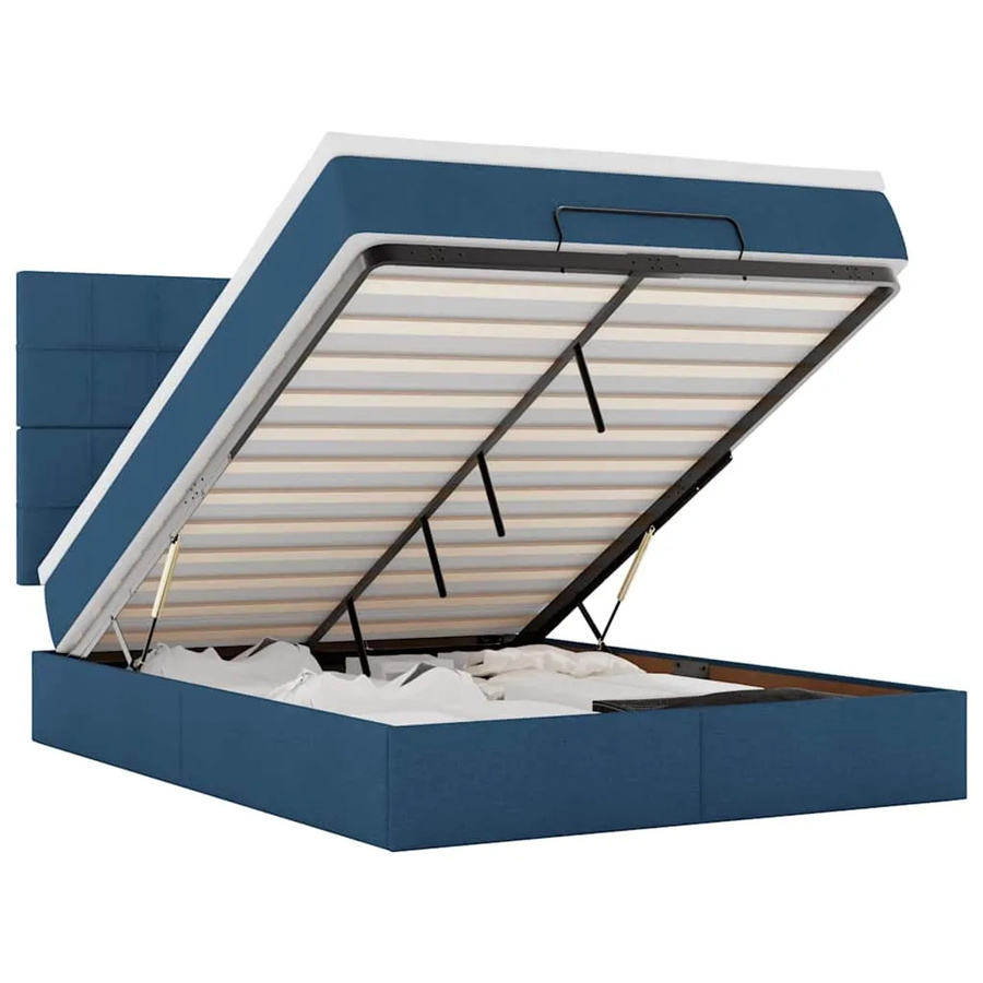 vidaXL Ottoman-Bett mit Matratze und LED-Beleuchtung in Blau, B/T/H: 140 x 200 x 28 cm - Bild 2