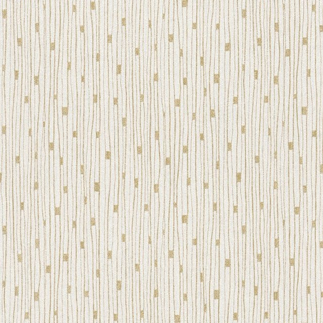 PROFHOME Streifen Tapete Design glitzernd in Creme und Gold, Vlies-Tapete, Breite: 0,53 m, Länge: 10,05 m - Bild 1