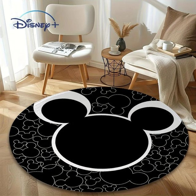 Karpetti Disney Mickey Maus Rund Teppich mit Blumenmuster in Braun und Schwarz, Durchmesser: 40 cm - Bild 1