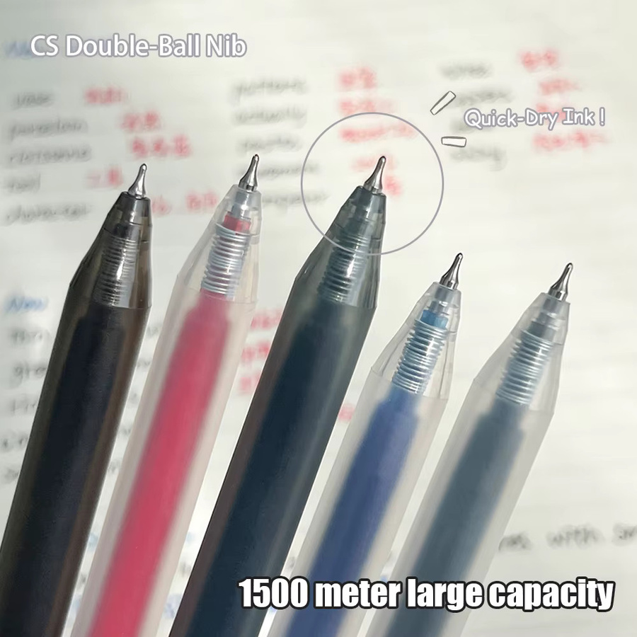 PHANTACI Gelschreiber Set mit großer Tintenkapazität, 6 Stück, 0,5 mm, schnell trocknend, Farben: Schwarz, Blau, Rot, Dunkelblau, transparent - Bild 2