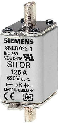 Siemens 3NE10210 Sicherungseinsatz, 100A, 690V, 3 Stück, Farbe: Weiß - Bild 1