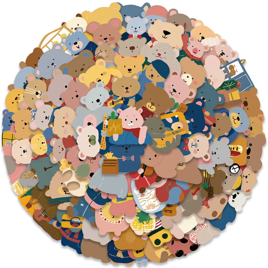 100 Stück niedliche Cartoon-Aufkleber mit kleinem Braunbär von YourLife Store in Multicolour - Bild 2