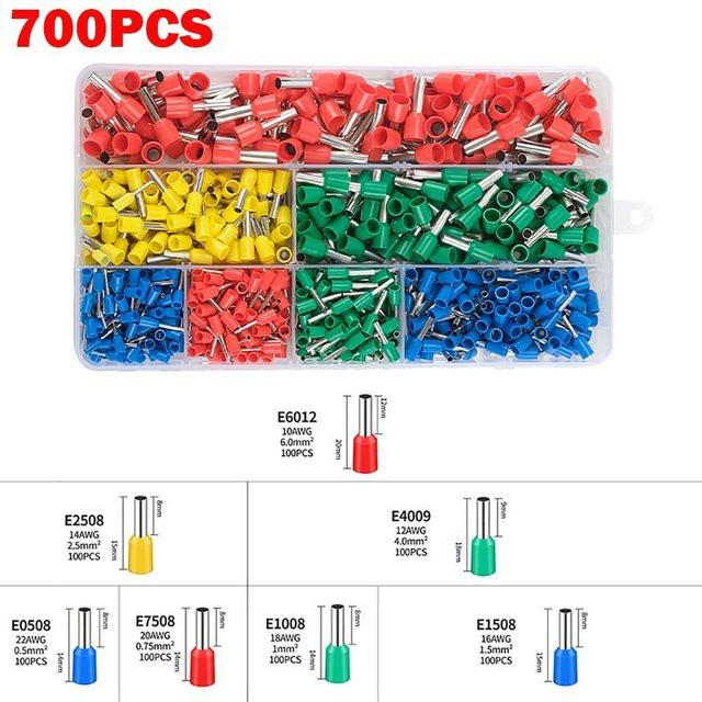 ruosenSY Ferrulen-Set mit 700 Stück isolierten Kabelend-Crimps und Drahtendenklemmen in Multicolor aus Messing - Bild 1