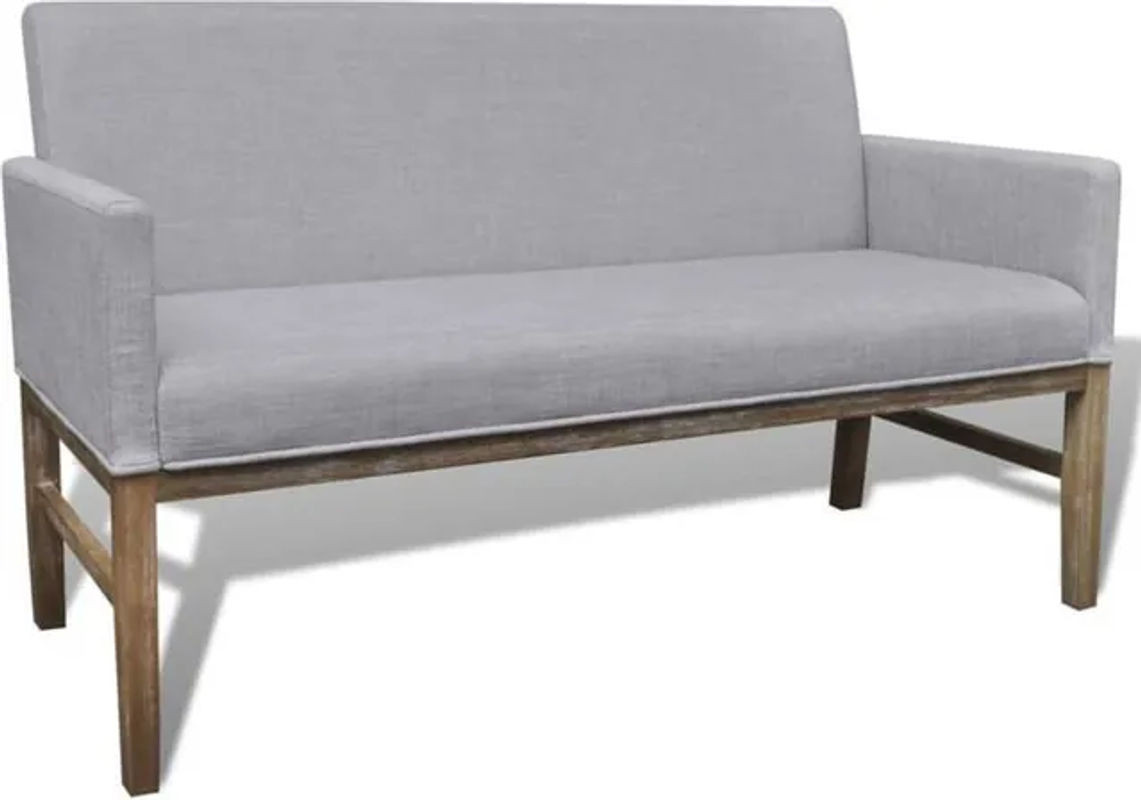 Polsterhocker vidaxl in Grau aus Kautschukholz und Stoff im skandinavischen Design, B: 140 cm, H: 47 cm, T: 35 cm - Bild 1