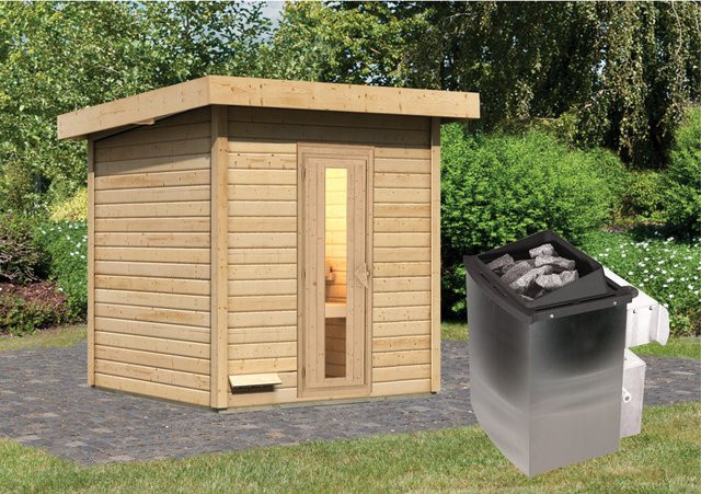 Saunahaus HYTTI 2 Naturbelassen mit 9,0 kW Ofen und integrierter Steuerung B/T: 196 x 196 cm - Bild 1
