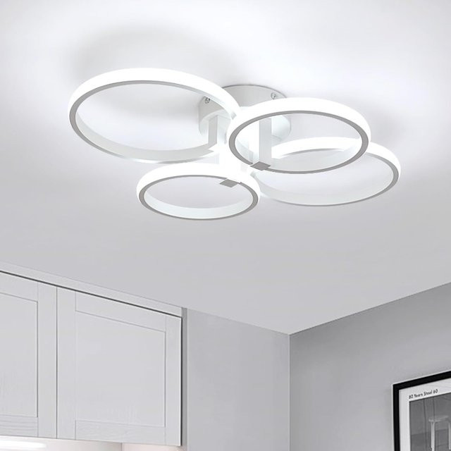 Mckalen Moderne LED-Deckenleuchte mit 4 Ringen in Weiß, 56 W, 6300 lm, Kaltweiß 6500 K - Bild 1