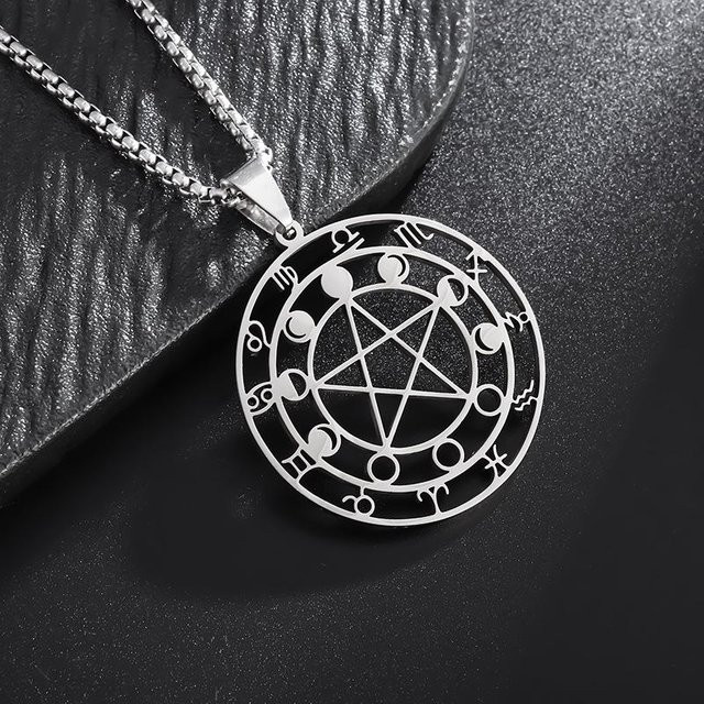 YIRAN Jewelry Halskette, Stern Mond Konstellation, Edelstahl, Herren, gray - Bild 1