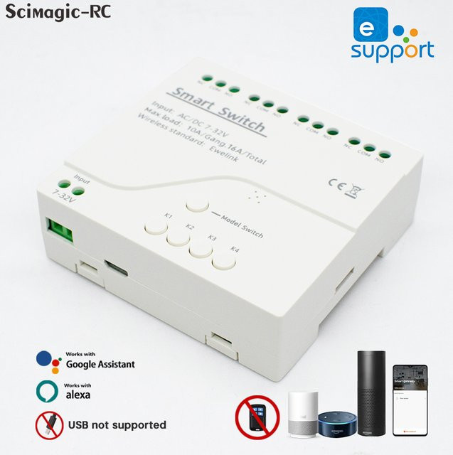 Ewelink 4-Kanal Smart WIFI Relaismodul Funk-Unterbrecher Stromkreisschutzschalter in Weiß - Bild 1