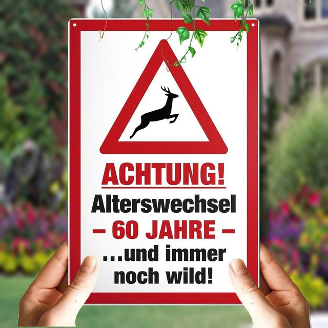 CIFBUY Wandkunst Vintage 60 Jahre Meilenstein Aluminium Dekoration Weiß, B/H: 20,32 x 30,00 cm - Bild 1