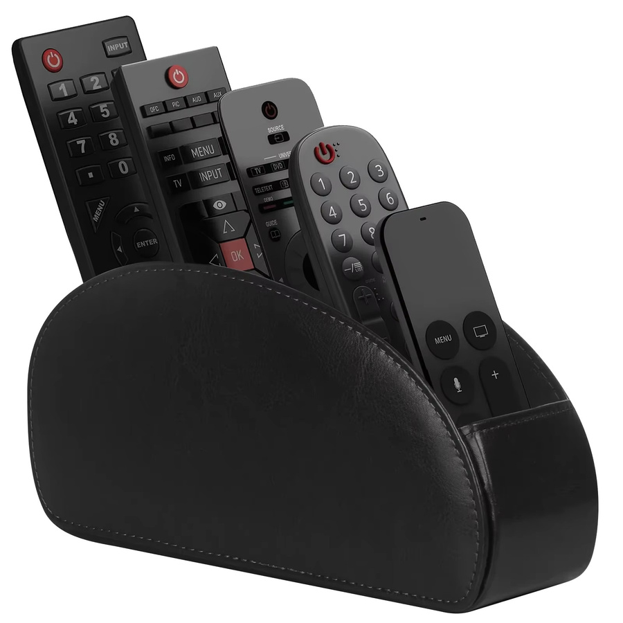 5-Fächer Fernbedienungsbox aus PU-Leder in Schwarz für Wohnzimmer und Schreibtisch, Aufbewahrungsbox für TV- und Klimaanlagen-Fernbedienungen, B/T/H: 20,0 x 10,0 cm - Bild 7