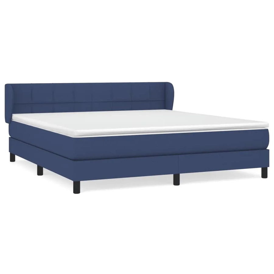 vidaXL Boxspringbett mit Matratze in Blau, Hybrid-Bett mit Taschenfederkern aus Stoff und Lärchenholz, B/T/H: 160 x 200 x 78 cm - Bild 2