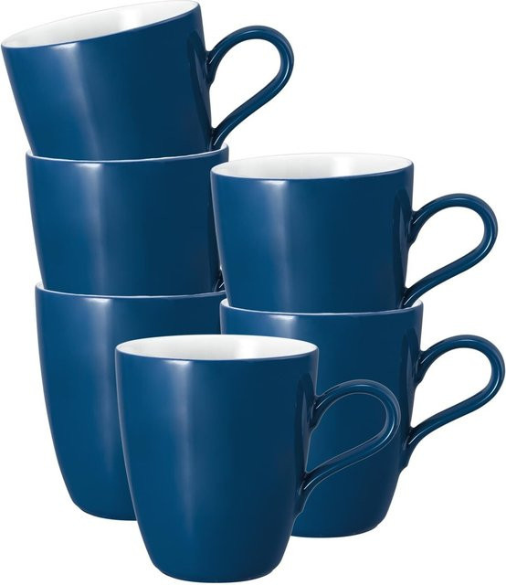 Seltmann Weiden Henkelbecher Life Fashion aus Keramik, Blau, 6er Set, 400 ml - Bild 1