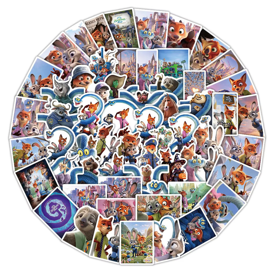 Disney Zootopia 2 Cartoon Graffiti Aufkleber mit Judy und Nick für Notebook, Laptop und Fahrrad, Mehrfarbig - Bild 2
